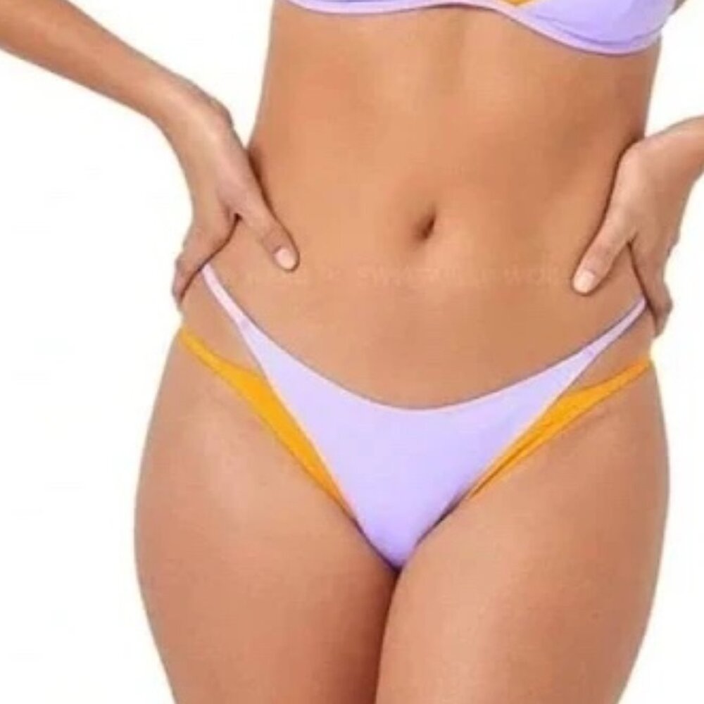 L*Space Billie Swim Bottom Bitsy‎ Orange & Purple Large NWT $92